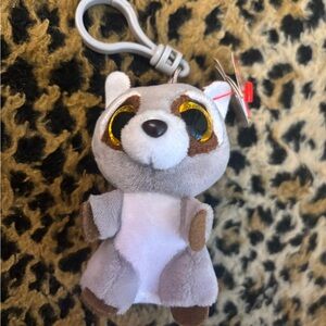 oakie the raccoon beanie boo plush 3 inch keychain